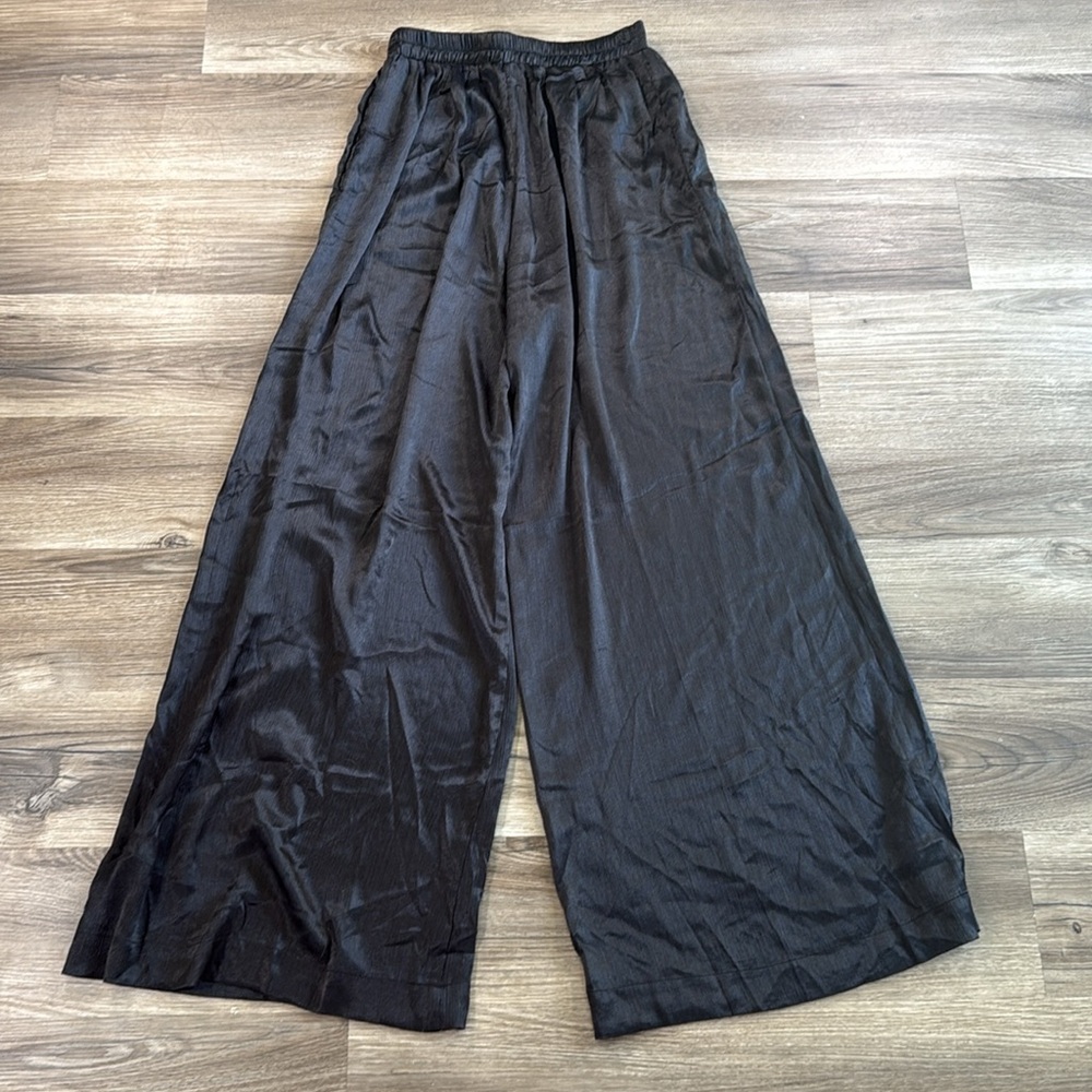 Mustard Seed Women's Small Pants Black Polyester Wide Leg‎ Crinkle - Picture 7 of 11